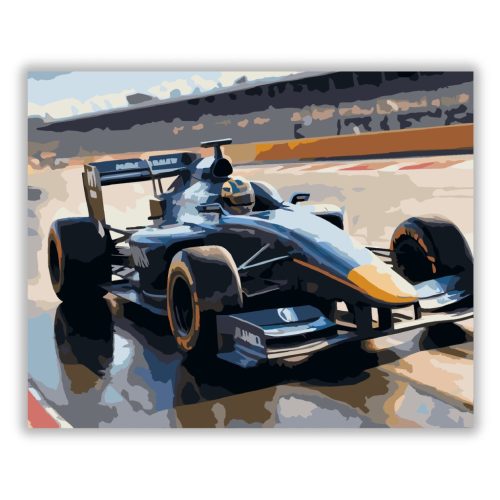 Kék Formula 1 Versenyautó a Kanyarban - Számfestő.hu