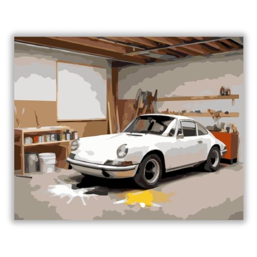 Fehér Klasszikus Porsche a Műhelyben - Számfestő.hu