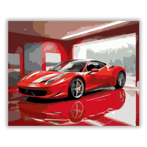 Fényes Piros Ferrari Showroom Világításban - Számfestő.hu