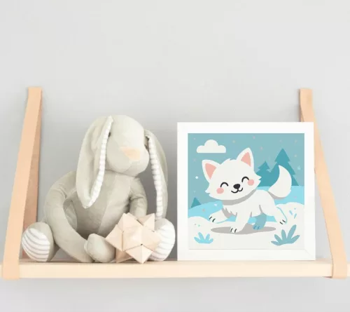 Vidám Kutyus a Havas Tisztáson - gyerek számfestő készlet - Számfestő.hu - 20×20cm - keret nélkül