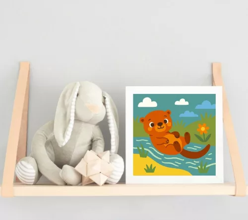 Vidám Vidra a Patakban - gyerek számfestő készlet - Számfestő.hu - 30×30cm - keret nélkül