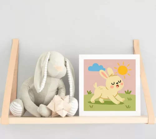 Álmos Nyuszi a Réten - gyerek számfestő készlet - Számfestő.hu - 20×20cm - keretre feszítve