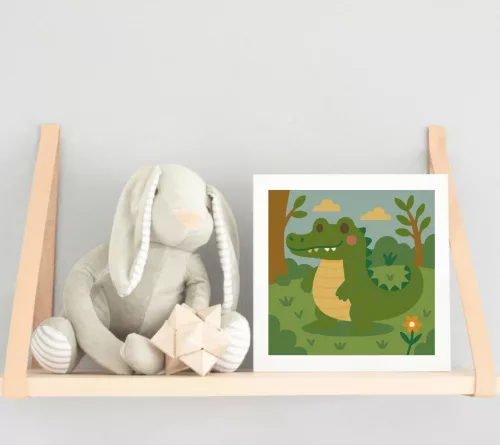 Vidám Krokodil a Zölderdőben - gyerek számfestő készlet - Számfestő.hu - 20×20cm - keret nélkül