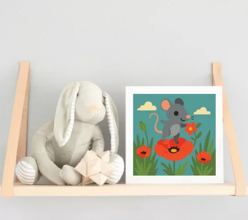 Vidám Egérke a Pipacsmezőn - gyerek számfestő készlet - Számfestő.hu - 30×30cm - keret nélkül