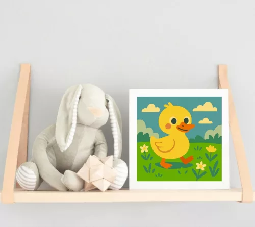 Vidám Kiskacsa a Virágos Réten - gyerek számfestő készlet - Számfestő.hu - 30×30cm - keret nélkül