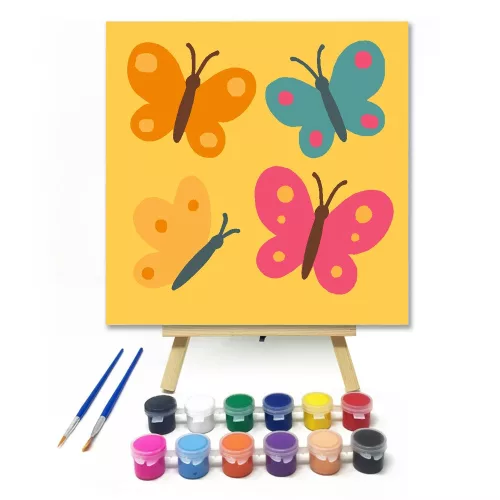 Vidám Pillangók Kavalkádja - gyerek számfestő készlet - Számfestő.hu - 50×50cm - keret nélkül