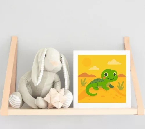 Vidám Gyíkocska a Sivatagban - gyerek számfestő készlet - Számfestő.hu - 20×20cm - keret nélkül