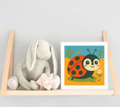 Mosolygós Katicabogár a Réten - gyerek számfestő készlet - Számfestő.hu - 20×20cm - keret nélkül