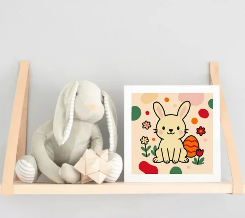 Cuki Nyuszi a Tavaszi Kertben - gyerek számfestő készlet - Számfestő.hu - 20×20cm - keret nélkül