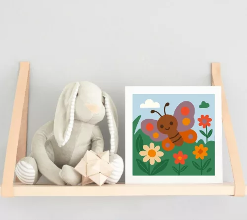 Vidám Pillangó a Virágos Kertben - gyerek számfestő készlet - Számfestő.hu - 30×30cm - keretre feszítve