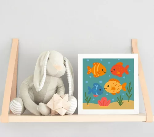 Vidám Halacskák a Tenger Mélyén - gyerek számfestő készlet - Számfestő.hu - 20×20cm - keret nélkül