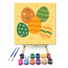 Vidám Húsvéti Tojások Kavalkádja - gyerek számfestő készlet - Számfestő.hu - 20×20cm - keret nélkül