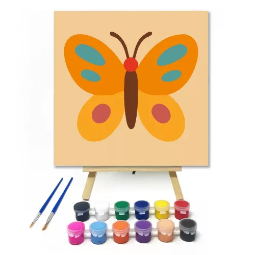 Vidám Színes Pillangó - gyerek számfestő készlet - Számfestő.hu - 50×50cm - keretre feszítve