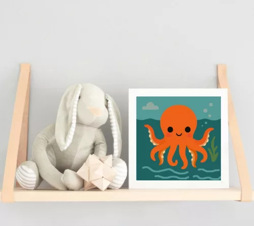 Vidám Polip a Tenger Mélyén - gyerek számfestő készlet - Számfestő.hu - 20×20cm - keretre feszítve
