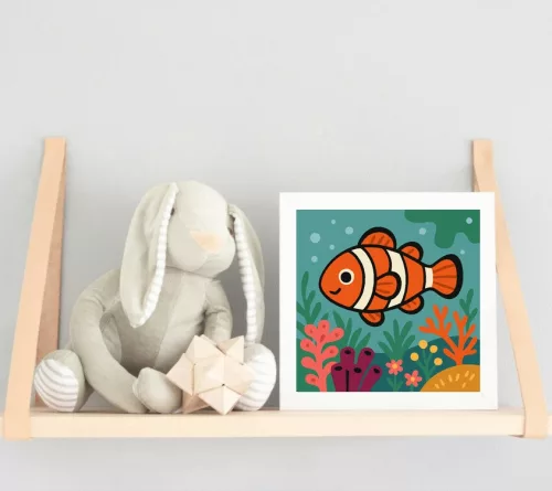 Vidám Bohóchal a Víz Alatt - gyerek számfestő készlet - Számfestő.hu - 20×20cm - keretre feszítve