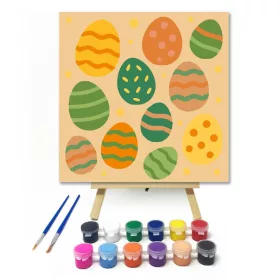 Vidám Húsvéti Tojások Kavalkádja - gyerek számfestő készlet - Számfestő.hu - 20×20cm - keret nélkül