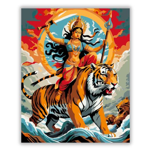 Durga Istennő Tigris Hátán - Számfestő.hu