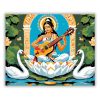 Saraswati Istennő Fehér Lótuszon - Számfestő.hu