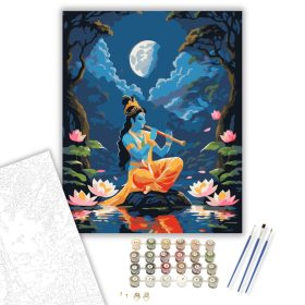 Krishna Éjszakai Fuvolajátéka - számfestő készlet - Számfestő.hu - 40×50cm - keret nélkül