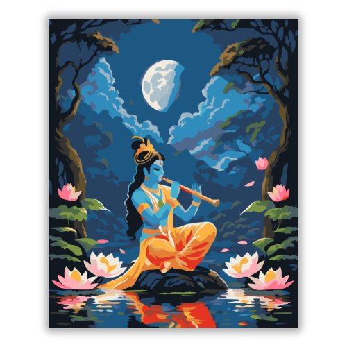 Krishna Éjszakai Fuvolajátéka - számfestő készlet - Számfestő.hu