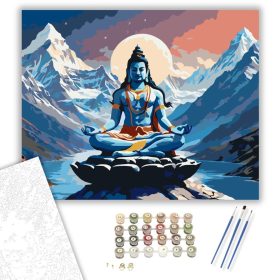 Shiva Meditáció a Himalájában - számfestő készlet - Számfestő.hu - 40×50cm - keret nélkül