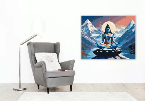 Shiva Meditáció a Himalájában - számfestő készlet - Számfestő.hu - 40×50cm - keret nélkül
