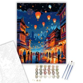 Diwali Éjszakai Ünneplés - számfestő készlet - Számfestő.hu - 40×50cm - keret nélkül