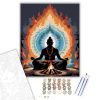 Meditáló Jógik Szent Tűz előtt - számfestő készlet - Számfestő.hu - 40×50cm - keret nélkül