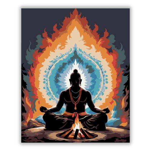 Meditáló Jógik Szent Tűz előtt - Számfestő.hu