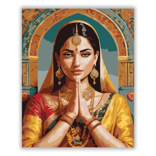 Imádkozó Hindu Nő Arany Ékszerekkel - Számfestő.hu