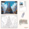 Díszes Hindu Templomtorony - számfestő készlet - Számfestő.hu - 40×50cm - Keretre feszítve