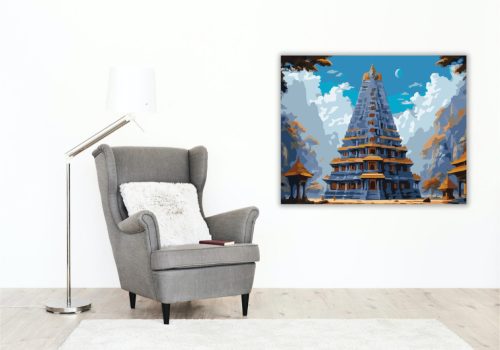 Díszes Hindu Templomtorony - számfestő készlet - Számfestő.hu - 80×100cm - keretre feszítve