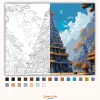 Díszes Hindu Templomtorony - számfestő készlet - Számfestő.hu - 40×50cm - Keret nélkül