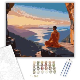 Jógi Napfelkeltében - számfestő készlet - Számfestő.hu - 40×50cm - keret nélkül