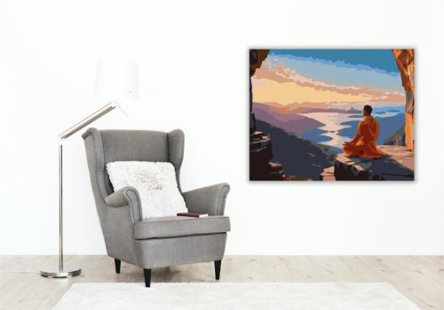 Jógi Napfelkeltében - számfestő készlet - Számfestő.hu - 40×50cm - keret nélkül