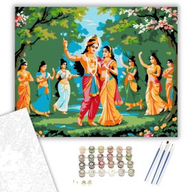 Radha és Krishna Raas Leela - számfestő készlet - Számfestő.hu - 40×50cm - keret nélkül