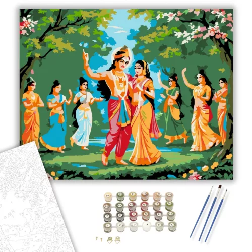 Radha és Krishna Raas Leela - számfestő készlet - Számfestő.hu - 80×100cm - keret nélkül