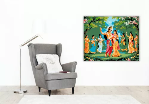 Radha és Krishna Raas Leela - számfestő készlet - Számfestő.hu - 40×50cm - keret nélkül