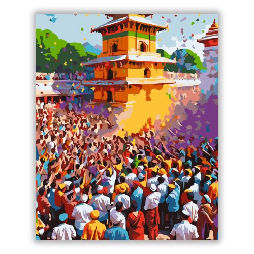 Holi Ünnep Ősi Templom Előtt - Számfestő.hu