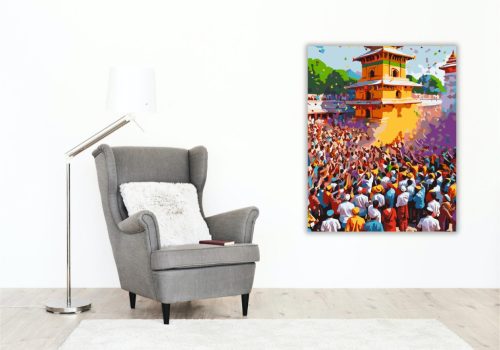 Holi Ünnep Ősi Templom Előtt - számfestő készlet - Számfestő.hu - 40×50cm - keret nélkül