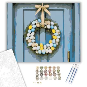 Húsvéti Koszorú Festett Tojásokkal - számfestő készlet - Számfestő.hu - 40×50cm - keret nélkül