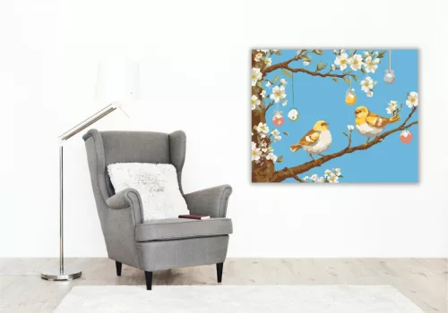 Húsvéti Tojások és Madarak - számfestő készlet - Számfestő.hu - 50×60cm - keret nélkül