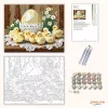 Csibék és Virágos Tojás - számfestő készlet - Számfestő.hu - 40×50cm - Keretre feszítve