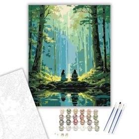 Meditáló Nők Erdőtisztáson - számfestő készlet - Számfestő.hu - 40×50cm - keret nélkül