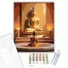 Meditáló Alak Arany Buddha Szobor előtt - számfestő készlet - Számfestő.hu - 50×60cm - keret nélkül
