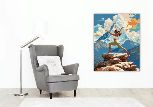 Jógázó Nő Hegyi Fennsíkon - számfestő készlet - Számfestő.hu - 40×50cm - keret nélkül