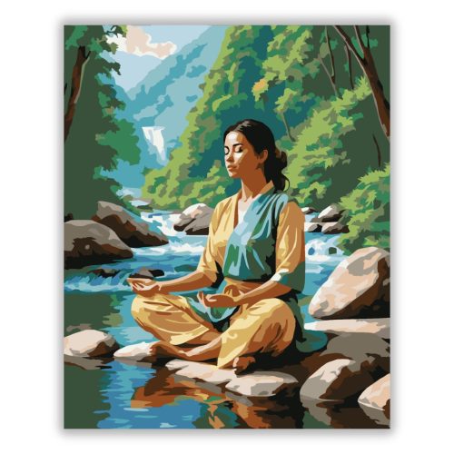 Meditáló Nő Folyóparti Természetben - Számfestő.hu