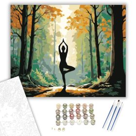 Jóga Póz Erdős Környezetben - számfestő készlet - Számfestő.hu - 40×50cm - keret nélkül
