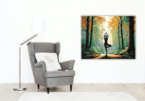 Jóga Póz Erdős Környezetben - számfestő készlet - Számfestő.hu - 40×50cm - keretre feszítve