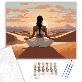 Meditáló Nő Homokdűnéken Naplementében - számfestő készlet - Számfestő.hu - 40×50cm - keret nélkül